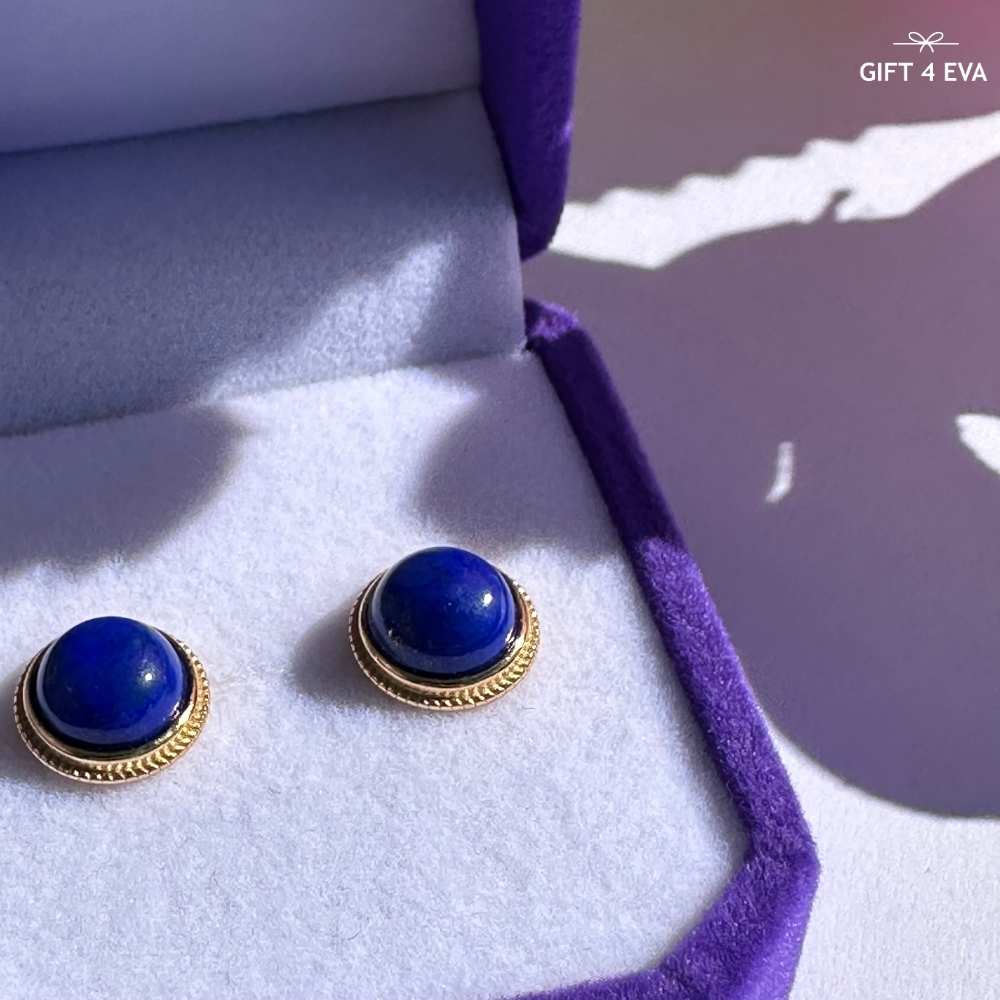 Luna Lapis Lazuli 925 Silver Stud Earrings