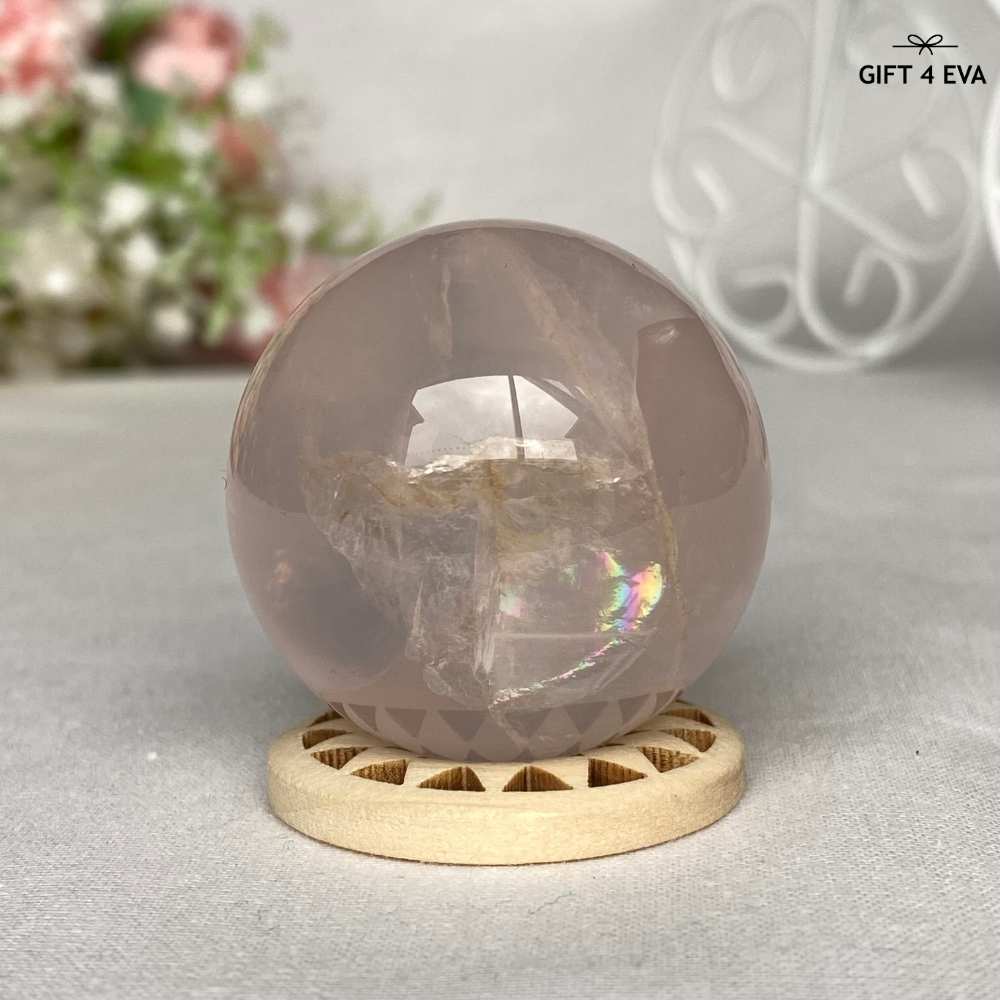 12 Rays Asterism Rose Quartz Sphere 39MM