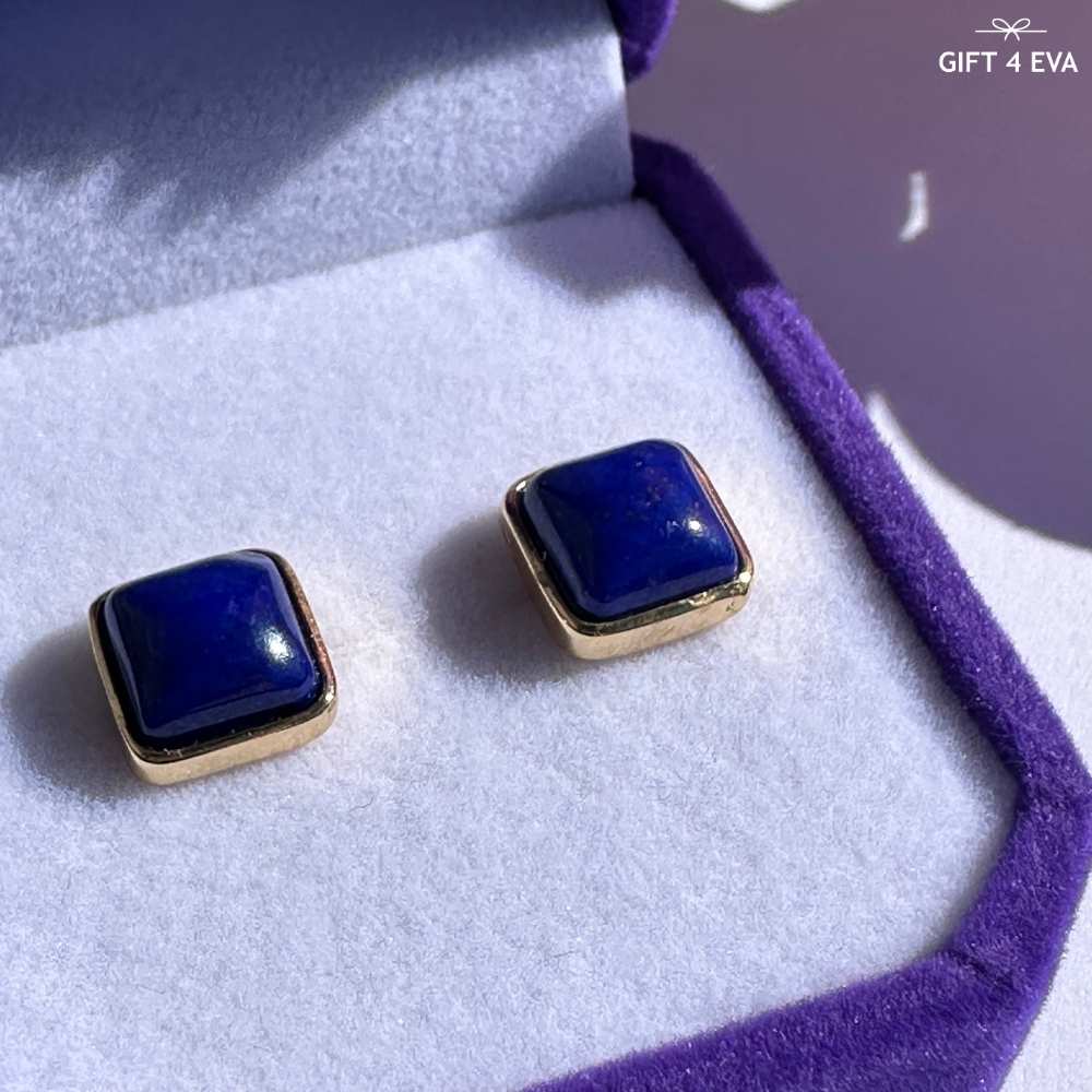 Lydia Lapis Lazuli 925 Silver Stud Earrings