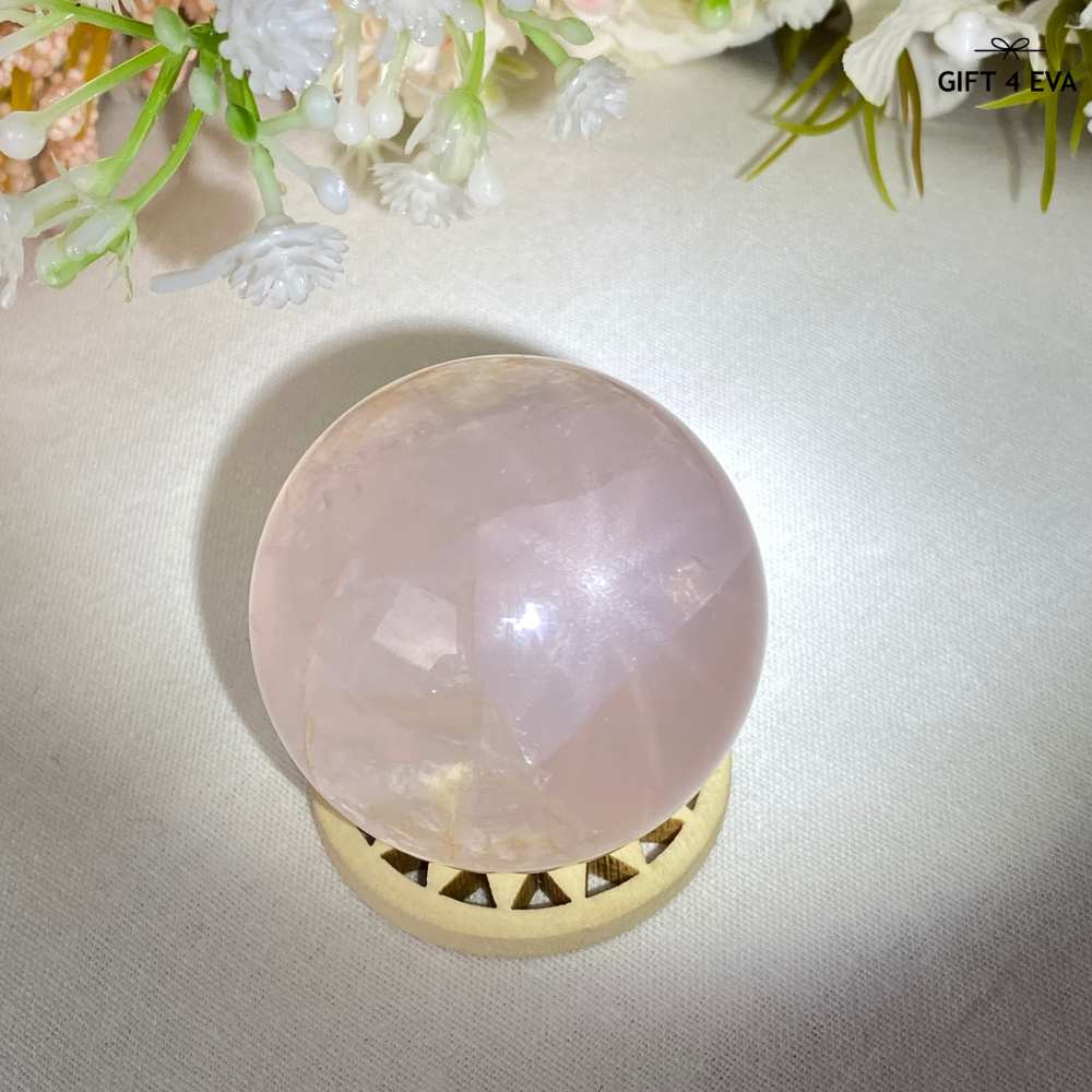 12 Rays Asterism Rose Quartz Sphere 39MM