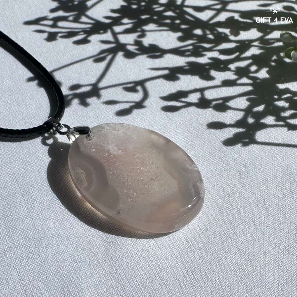 Flower Agate Pendant Necklace