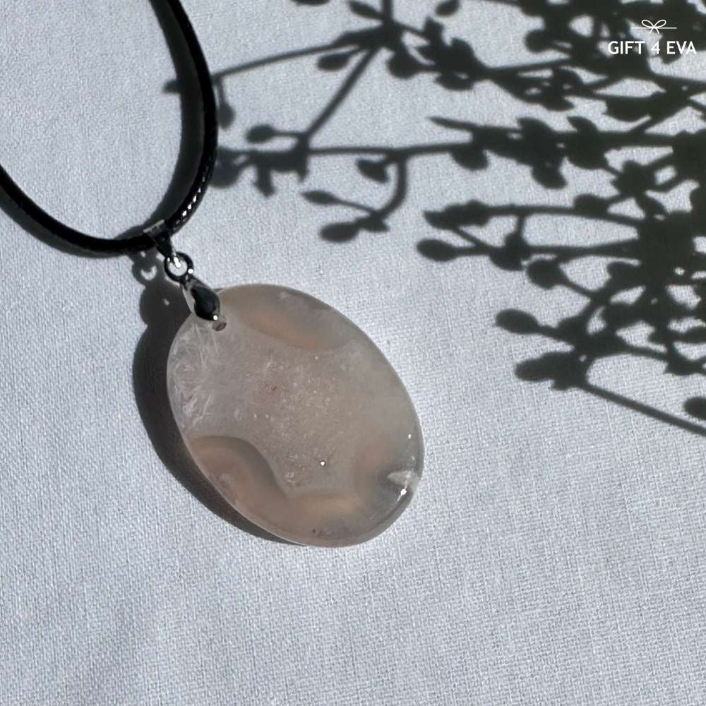 Flower Agate Pendant Necklace