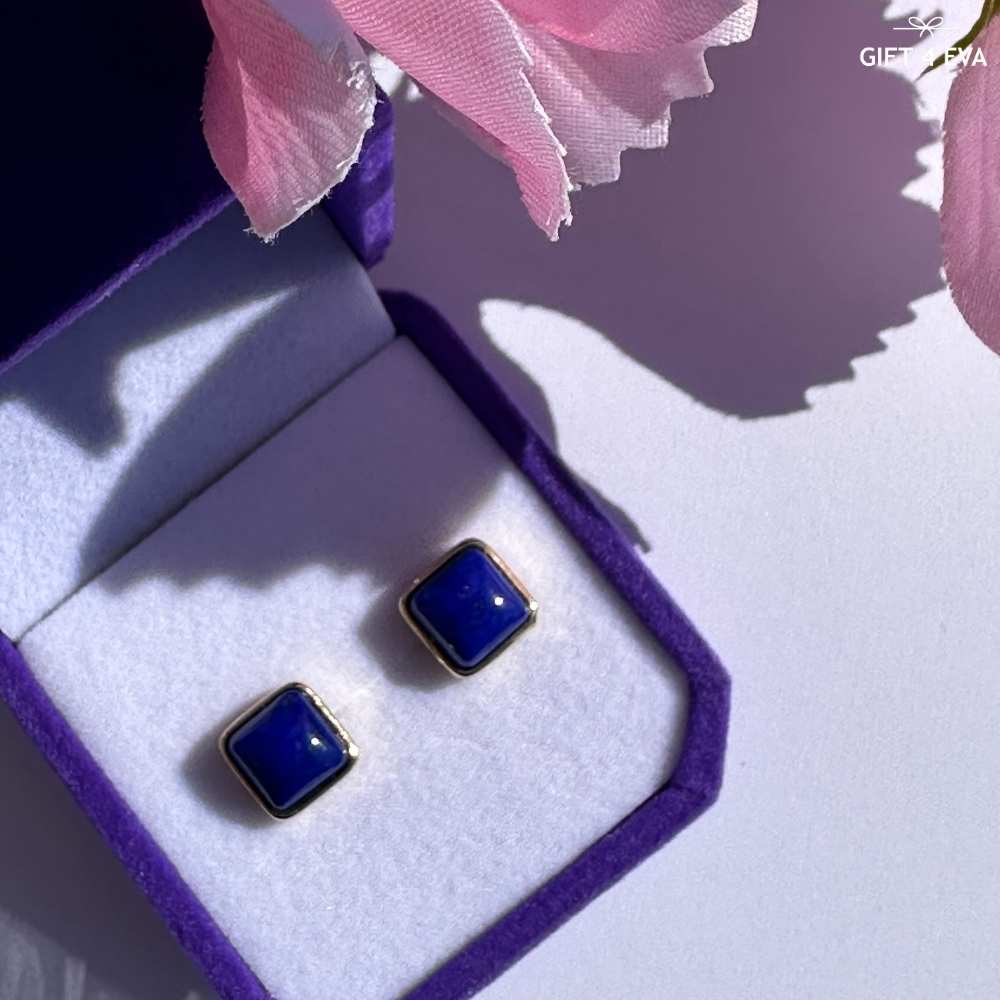 Lydia Lapis Lazuli 925 Silver Stud Earrings