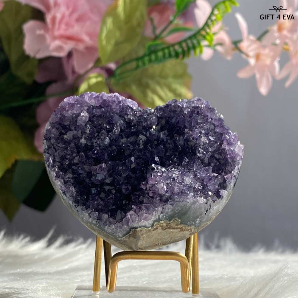 Amethyst Cluster Heart