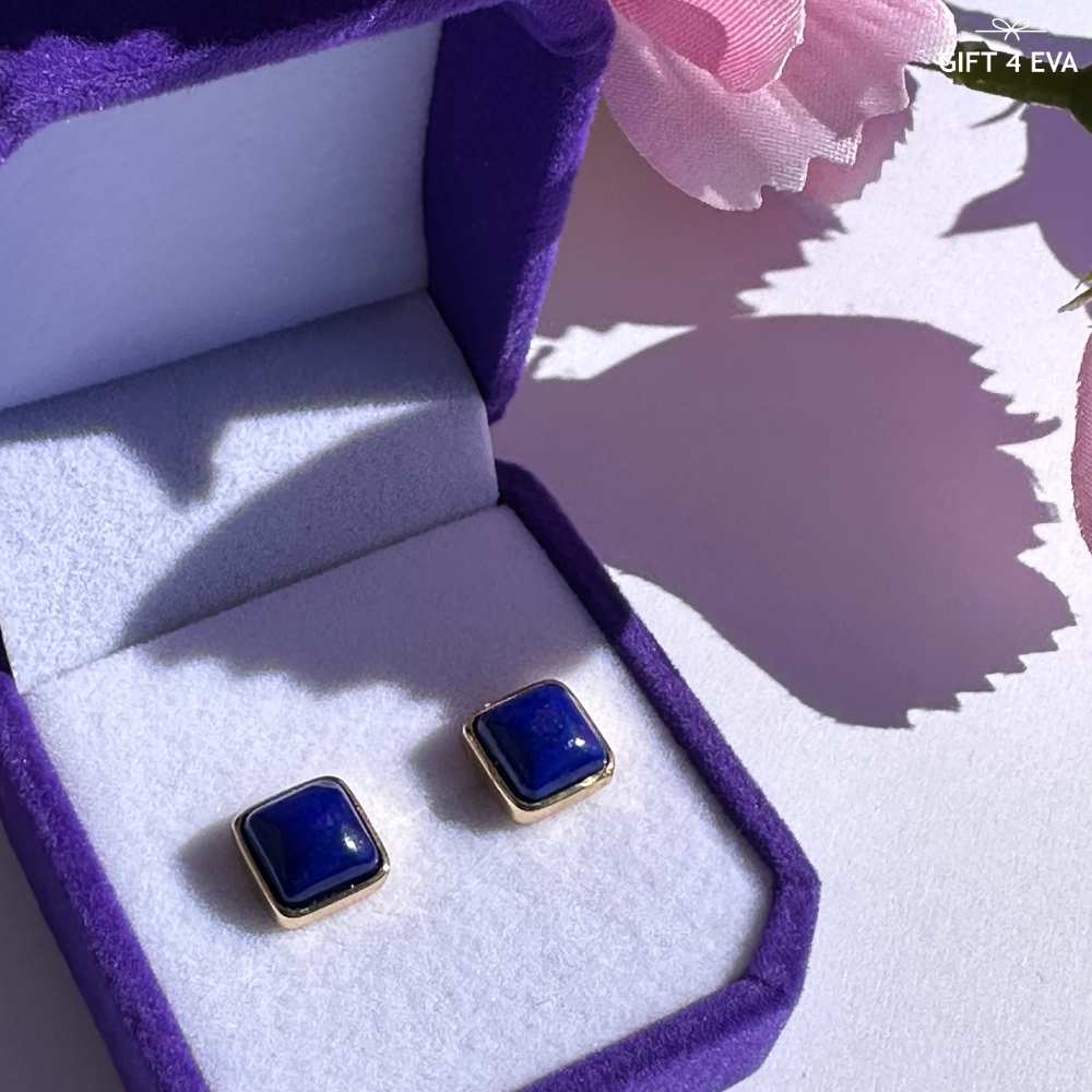 Lydia Lapis Lazuli 925 Silver Stud Earrings