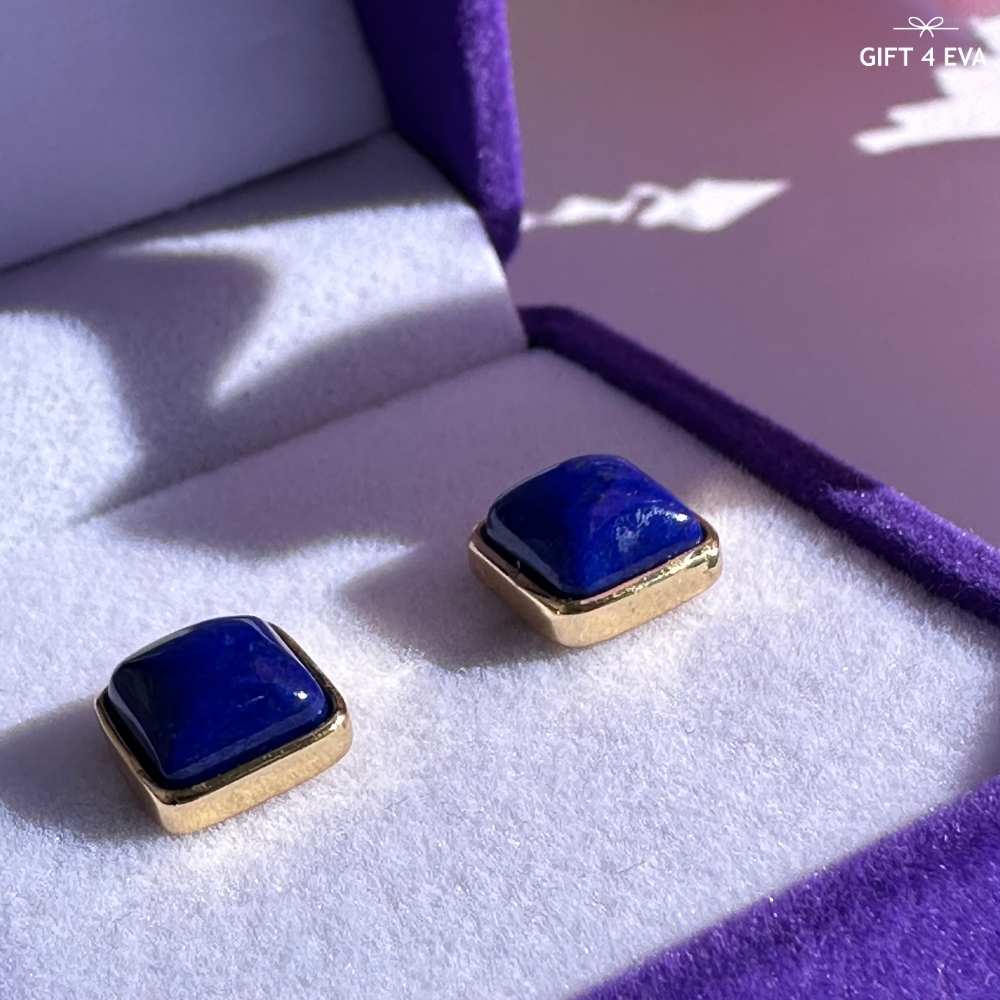 Lydia Lapis Lazuli 925 Silver Stud Earrings