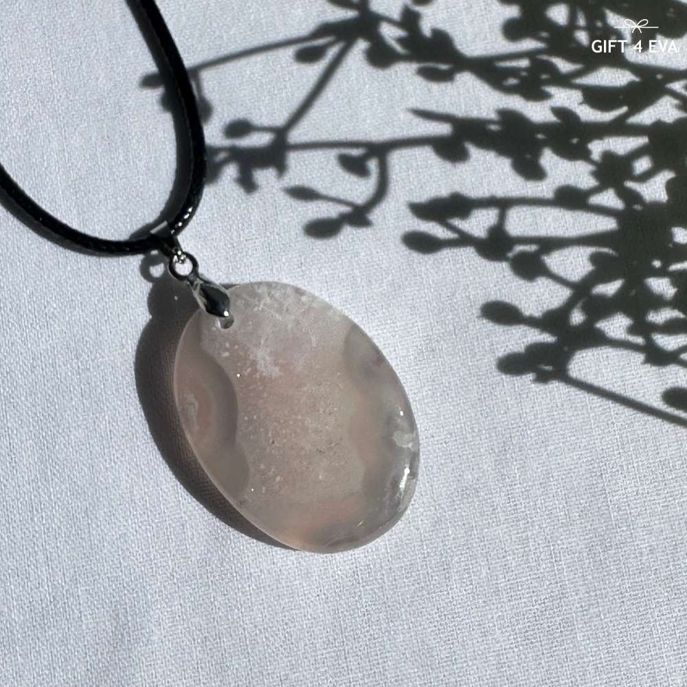 Flower Agate Pendant Necklace