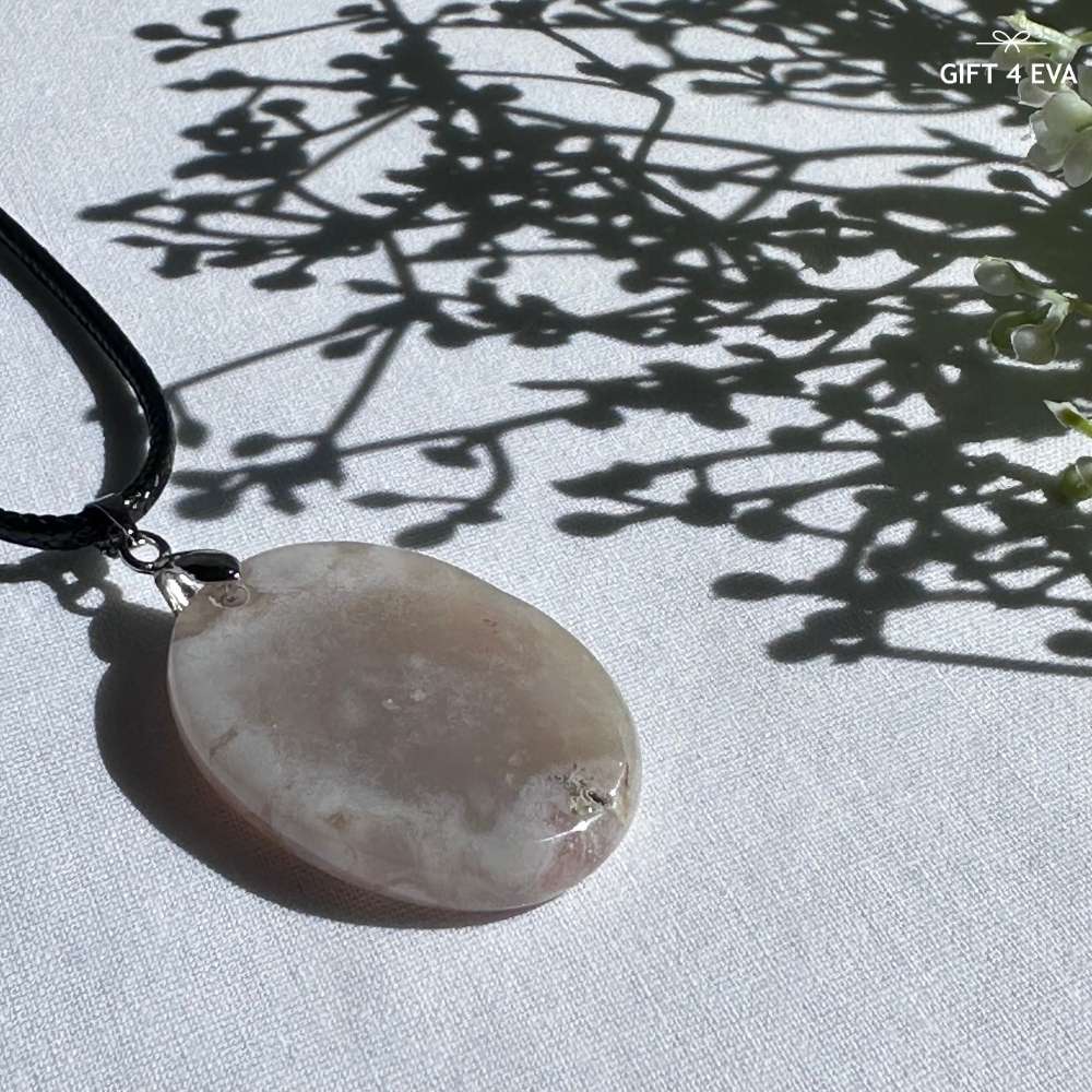 Flower Agate Pendant Necklace