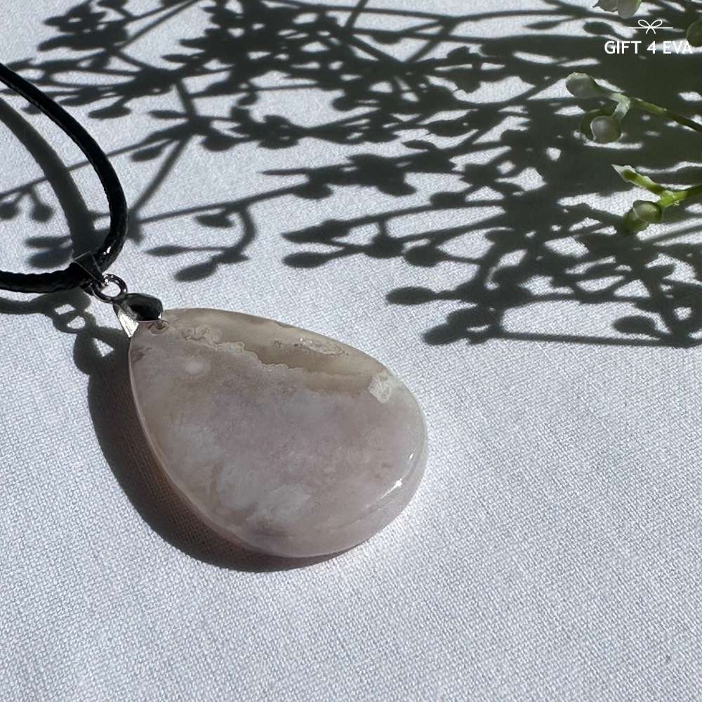 Flower Agate Pendant Necklace