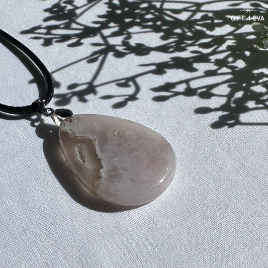 Flower Agate Pendant Necklace