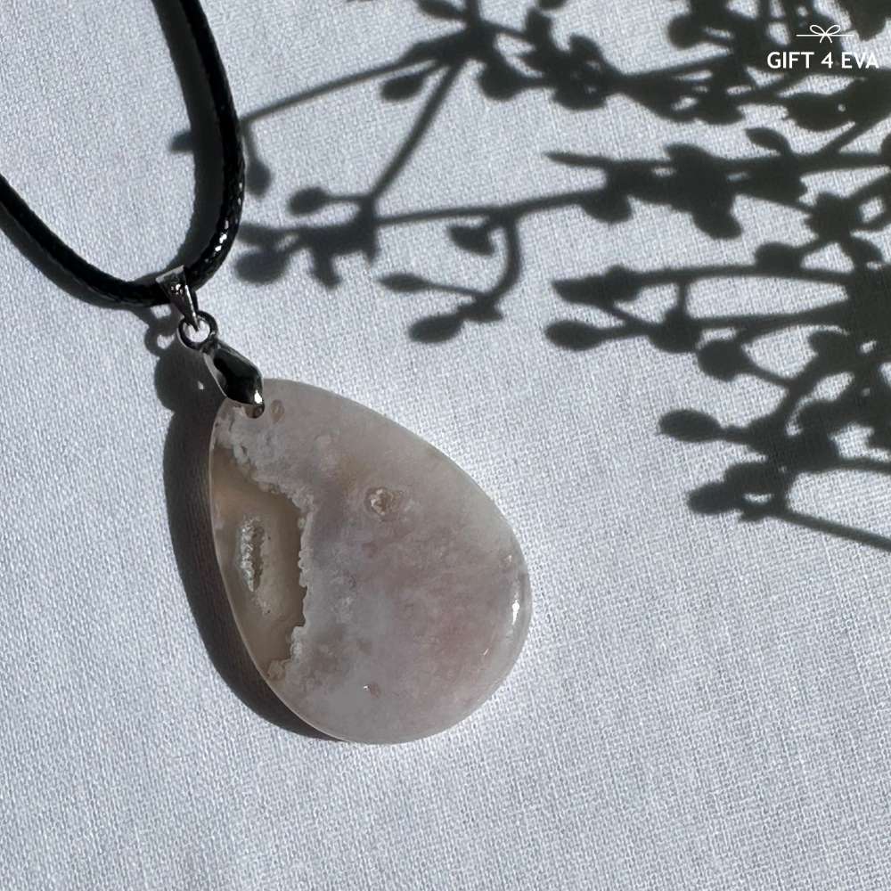 Flower Agate Pendant Necklace