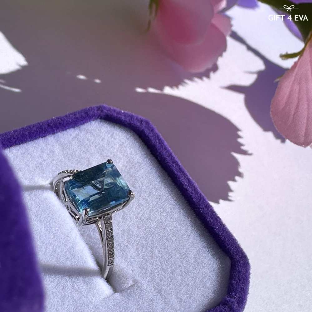 Mira Aquamarine 925 Silver Adjustable Ring