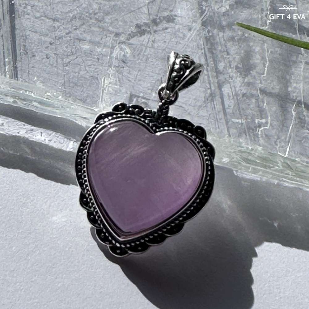 Kunzite Heart 925 Silver Pendant