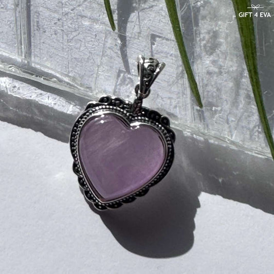 Kunzite Heart 925 Silver Pendant