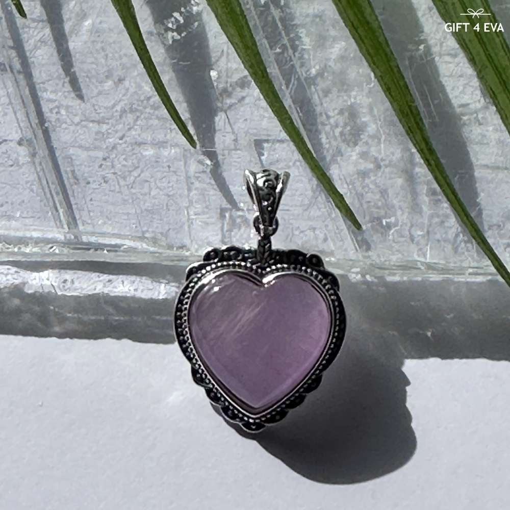 Kunzite Heart 925 Silver Pendant