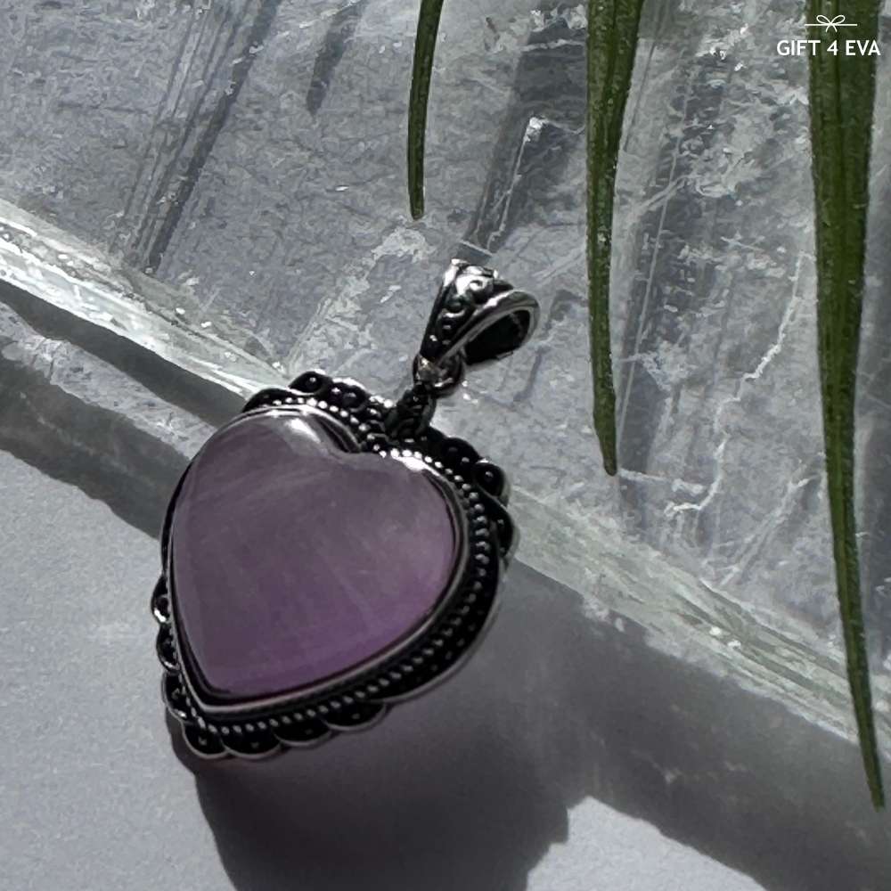 Kunzite Heart 925 Silver Pendant