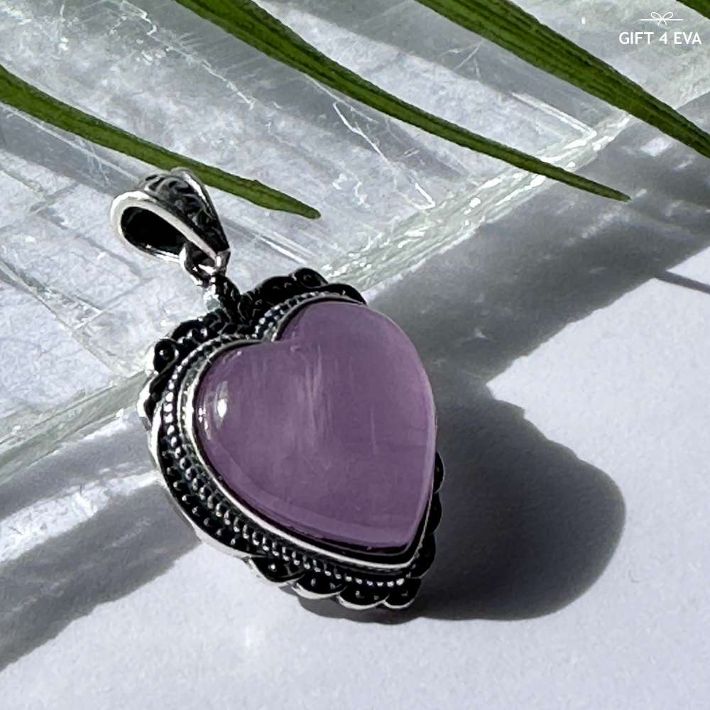 Kunzite Heart 925 Silver Pendant