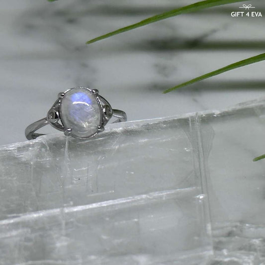 Moonstone 925 Silver Adjustable Ring