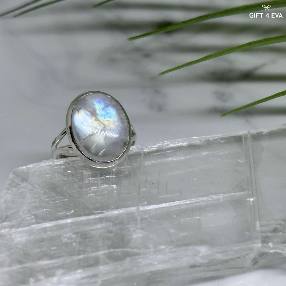 Moonstone 925 Silver Ring - Size7.5