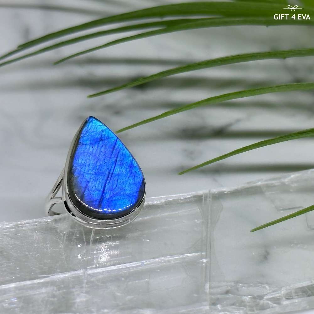 Labradorite 925 Silver Ring - Size8.5