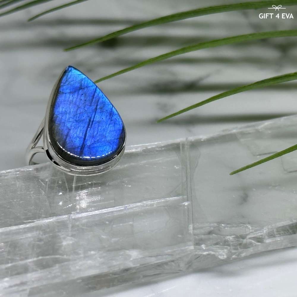 Labradorite 925 Silver Ring - Size8.5