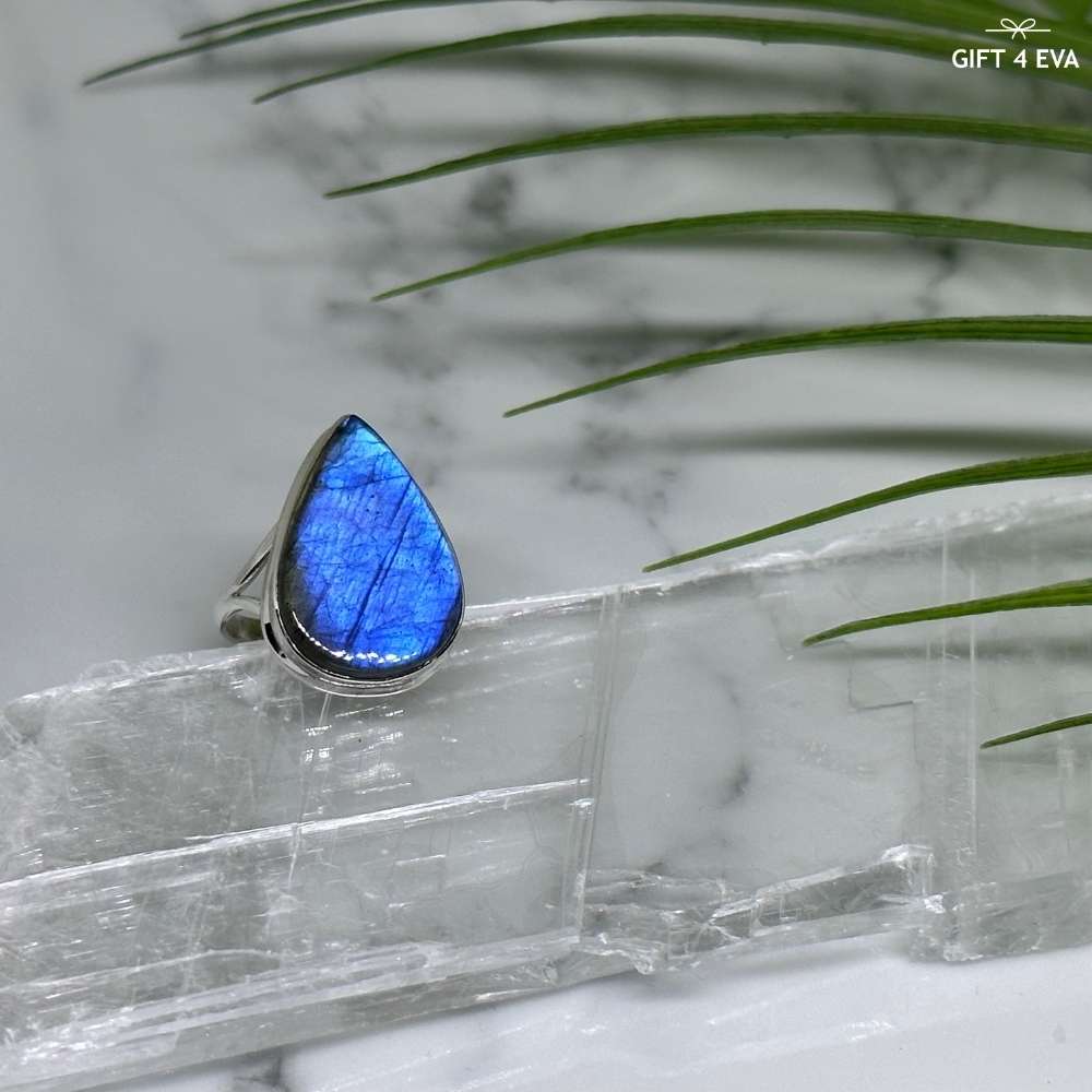 Labradorite 925 Silver Ring - Size8.5