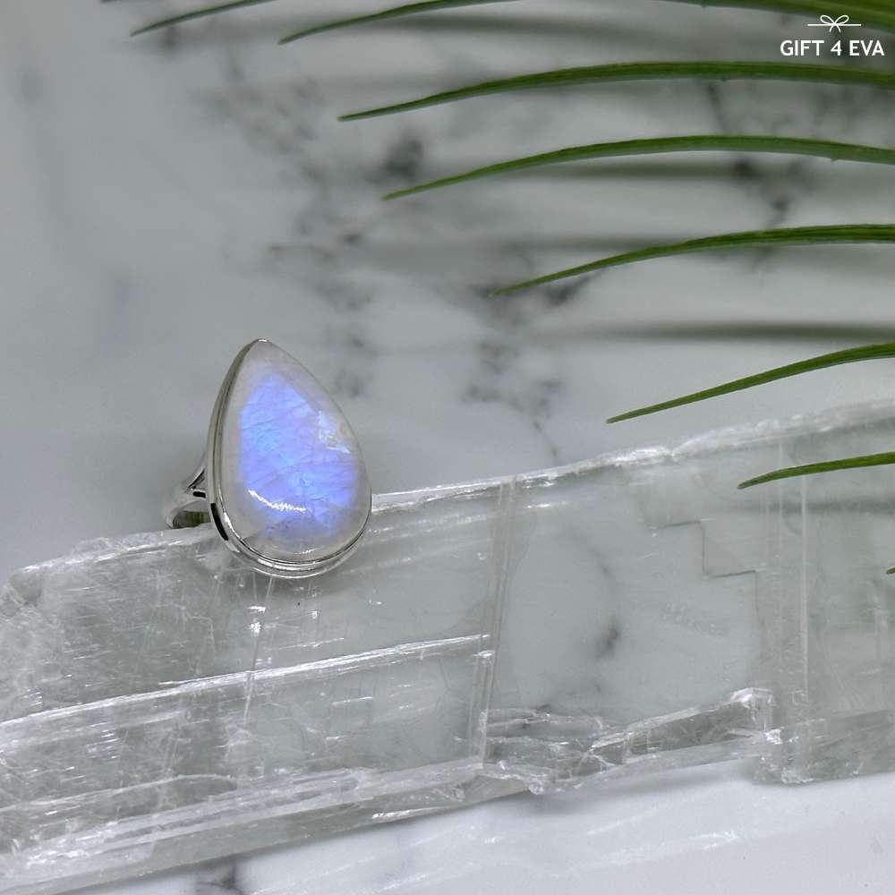 Moonstone 925 Silver Ring - Size9