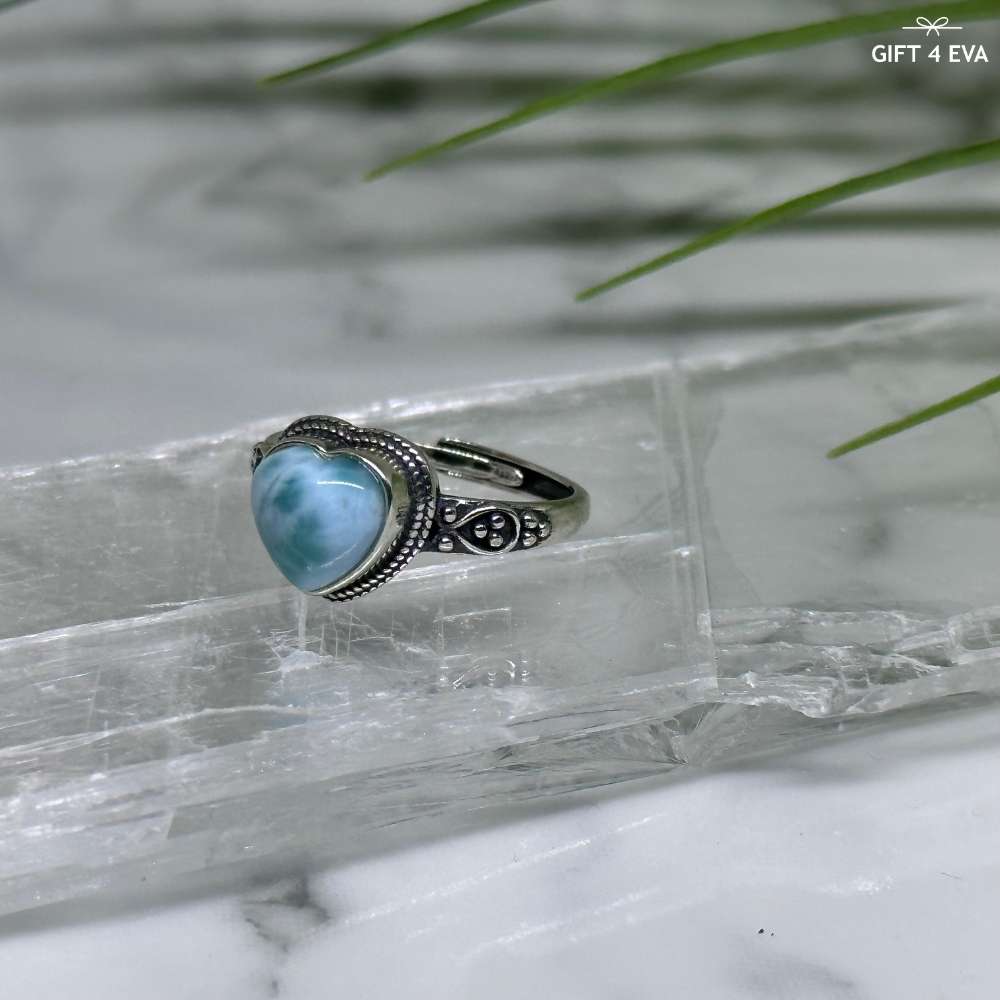 Larimar 925 Silver Adjustable Ring