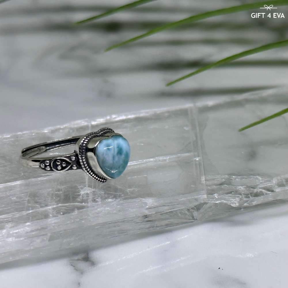 Larimar 925 Silver Adjustable Ring