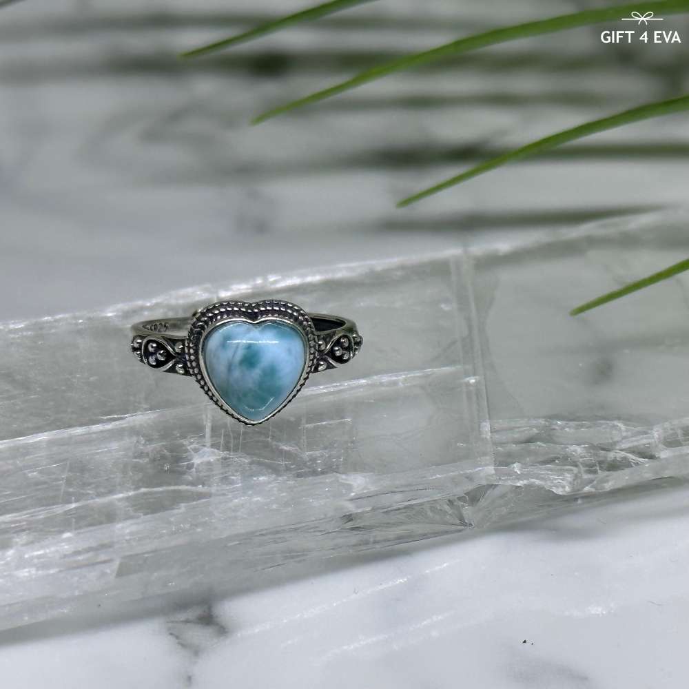 Larimar 925 Silver Adjustable Ring